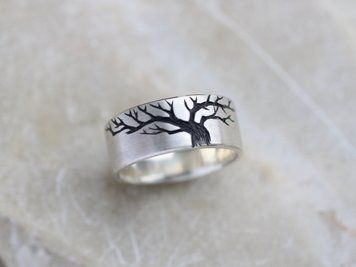 Срібна каблучка &laquo;Дерево життя&raquo; гравійованим силуетом дерева TREE-LIFE-ENGR фото