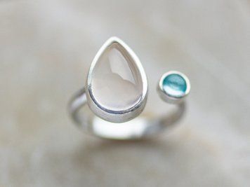Срібна каблучка &laquo;Обіцянка&raquo; з рожевим кварцом і блакитним топазом PROMISE-ROSE-TOP фото